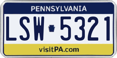 PA license plate LSW5321