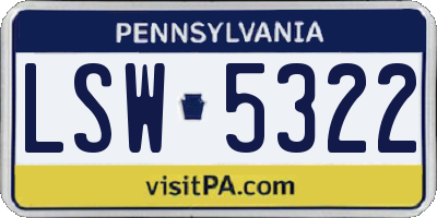 PA license plate LSW5322