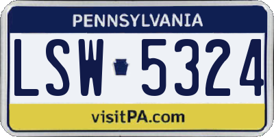 PA license plate LSW5324