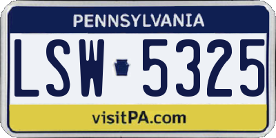 PA license plate LSW5325