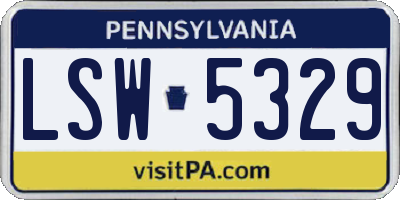 PA license plate LSW5329