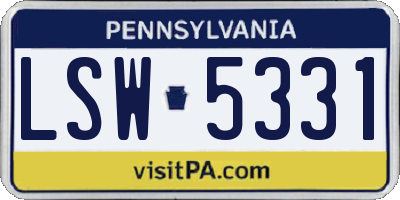 PA license plate LSW5331