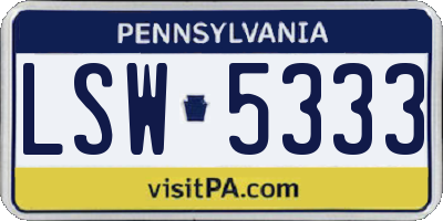 PA license plate LSW5333