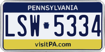 PA license plate LSW5334