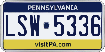 PA license plate LSW5336