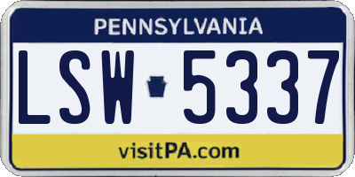 PA license plate LSW5337
