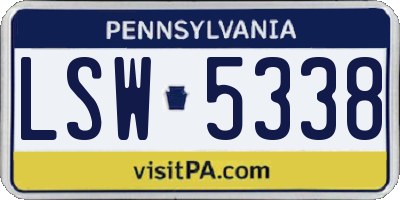 PA license plate LSW5338