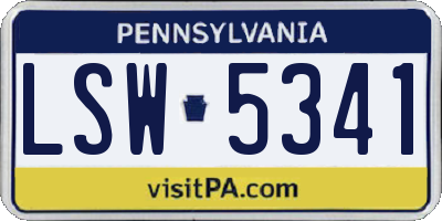 PA license plate LSW5341