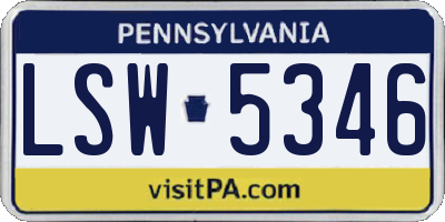 PA license plate LSW5346
