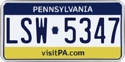PA license plate LSW5347