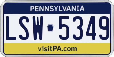 PA license plate LSW5349