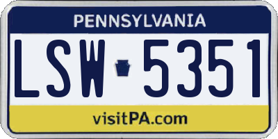 PA license plate LSW5351
