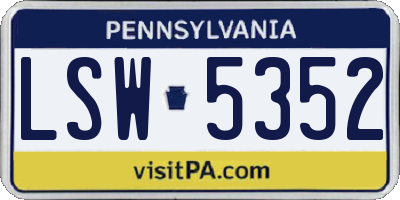 PA license plate LSW5352