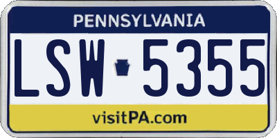 PA license plate LSW5355