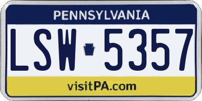 PA license plate LSW5357