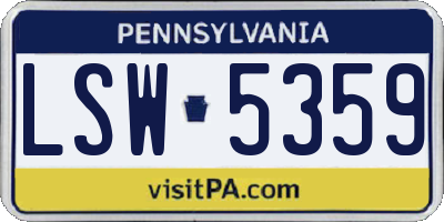 PA license plate LSW5359