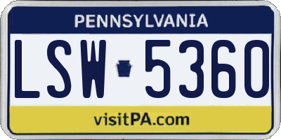 PA license plate LSW5360