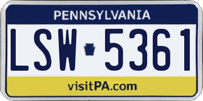 PA license plate LSW5361