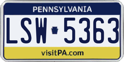 PA license plate LSW5363