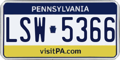 PA license plate LSW5366