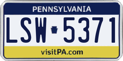 PA license plate LSW5371