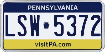 PA license plate LSW5372