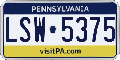 PA license plate LSW5375