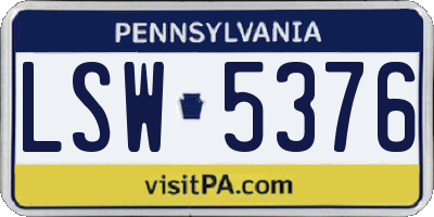 PA license plate LSW5376