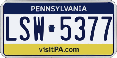 PA license plate LSW5377