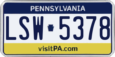 PA license plate LSW5378