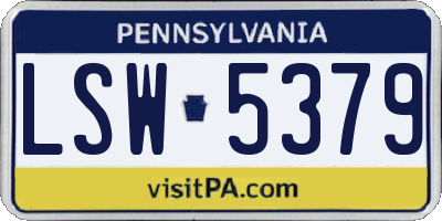 PA license plate LSW5379
