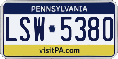 PA license plate LSW5380