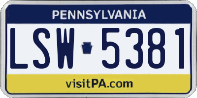 PA license plate LSW5381