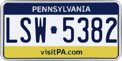 PA license plate LSW5382