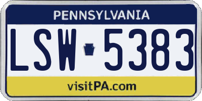 PA license plate LSW5383