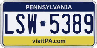 PA license plate LSW5389