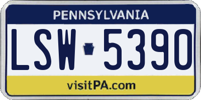 PA license plate LSW5390