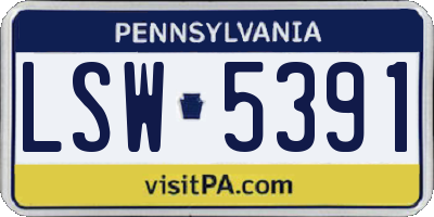 PA license plate LSW5391