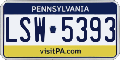 PA license plate LSW5393