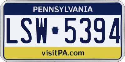 PA license plate LSW5394
