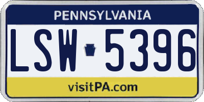 PA license plate LSW5396