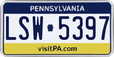 PA license plate LSW5397