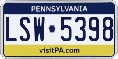 PA license plate LSW5398