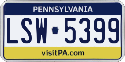 PA license plate LSW5399