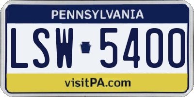 PA license plate LSW5400
