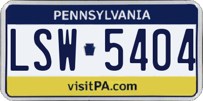 PA license plate LSW5404