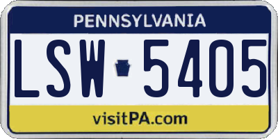 PA license plate LSW5405