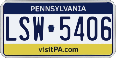 PA license plate LSW5406