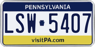 PA license plate LSW5407