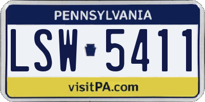 PA license plate LSW5411